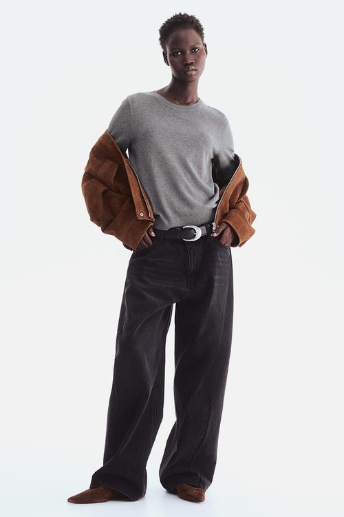Fine-knit top - grey marl