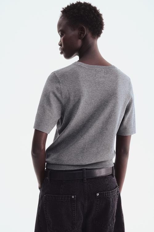 Fine-knit top - grey marl