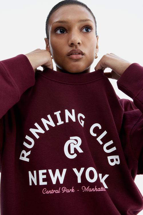 Text-motif sweatshirt - burgundy running club