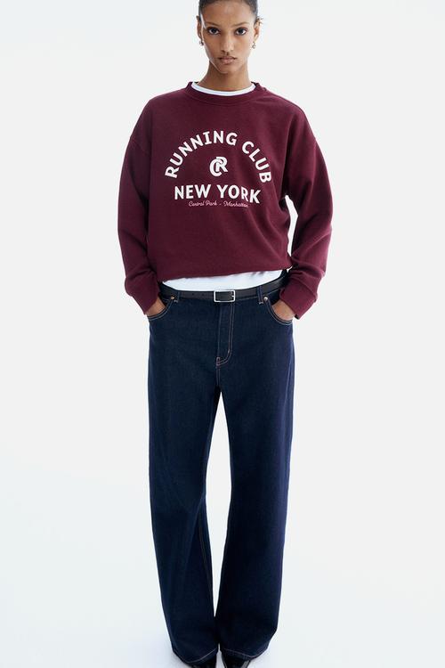 Text-motif sweatshirt - burgundy running club