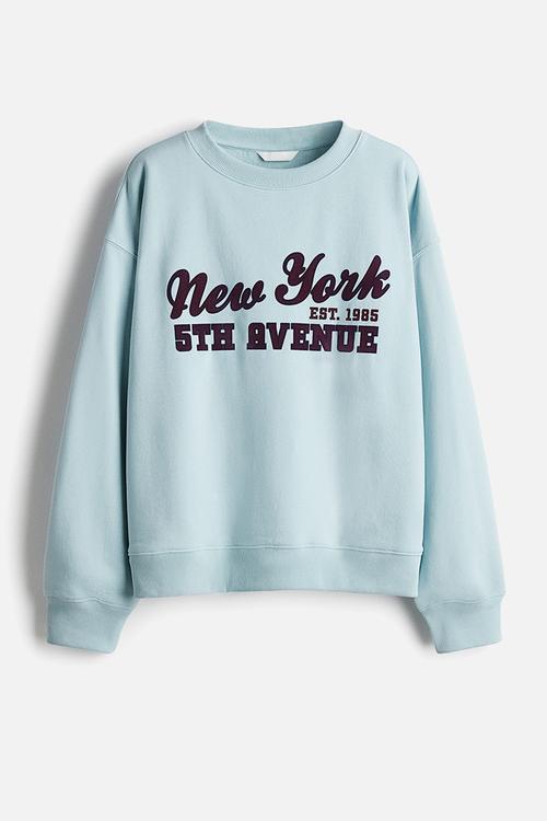 Text-motif sweatshirt - light blue new york