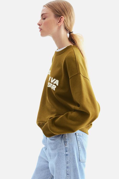 Text-motif sweatshirt - olive green ce soir