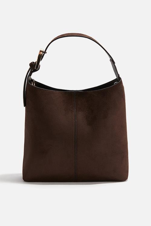 Napped crossbody bag - dark brown