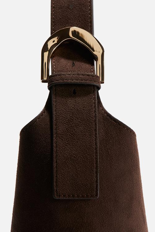 Napped crossbody bag - dark brown