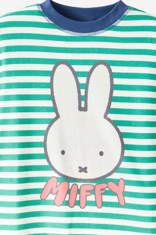 Snoozesoft Long Sleeve Pj Set License -Lcn Mif Deep Mint Stripe/Miffy Face