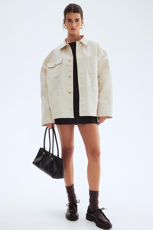 Corduroy-collar jacket - light beige