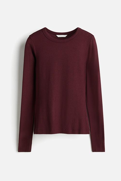 Ribbed top - burgundy