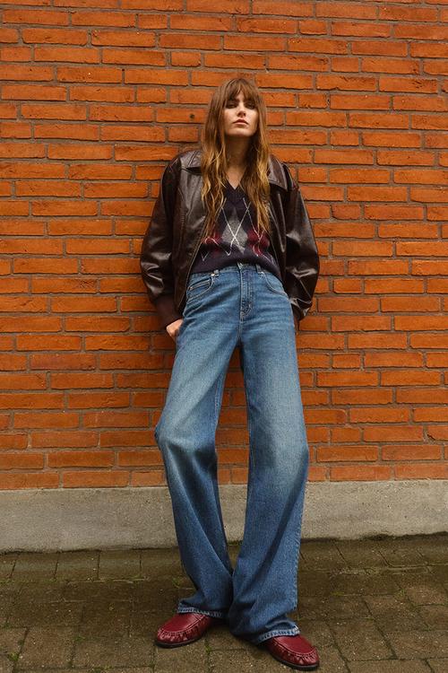 Wide high waist jeans - dark denim blue