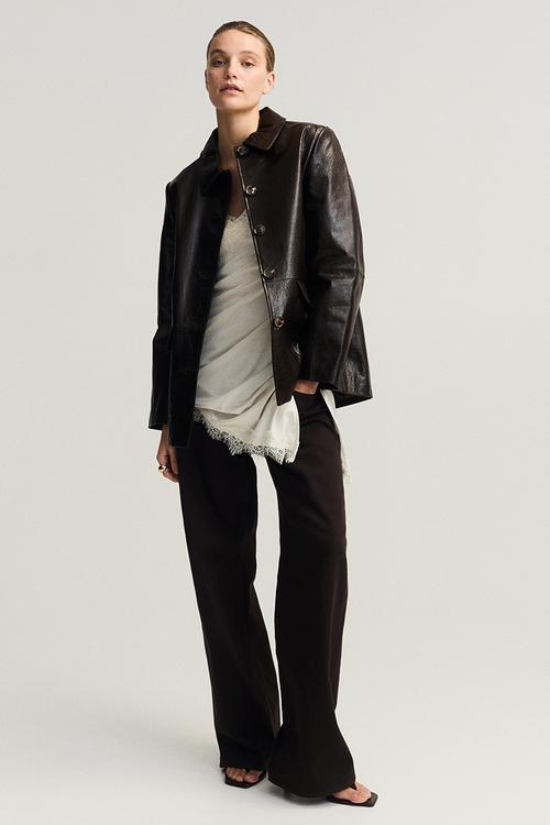 Wide high waist jeans - dark brown