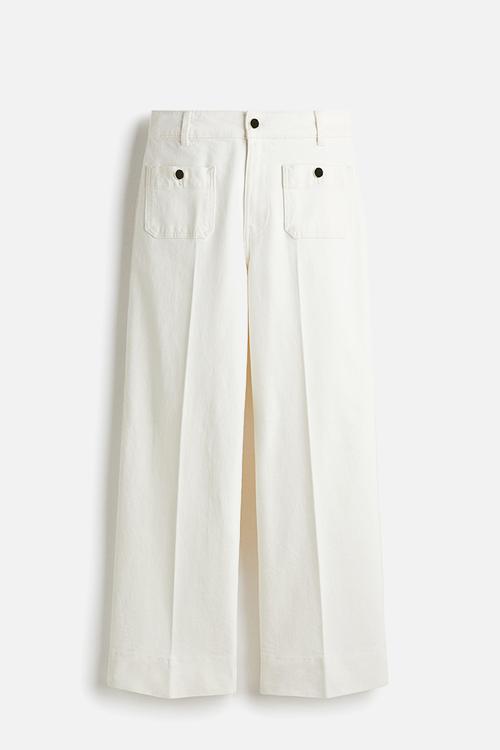 Wide high ankle jeans - white
