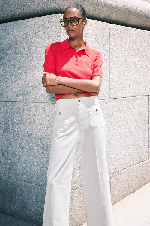 Wide high ankle jeans - white