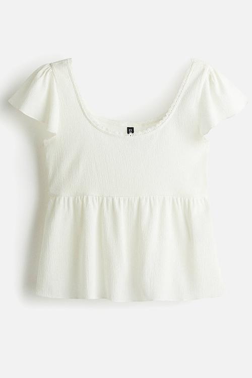 Textured jersey top - white