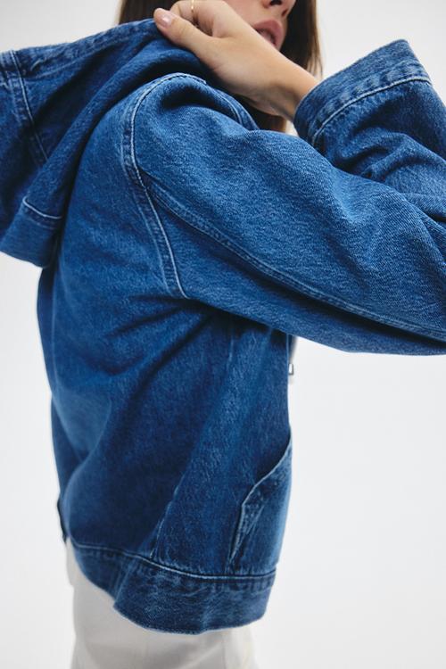 Hooded denim jacket - denim blue