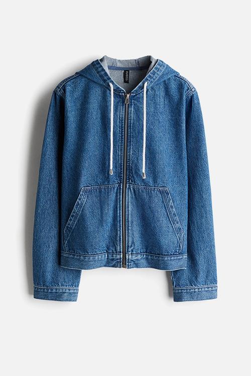 Hooded denim jacket - denim blue