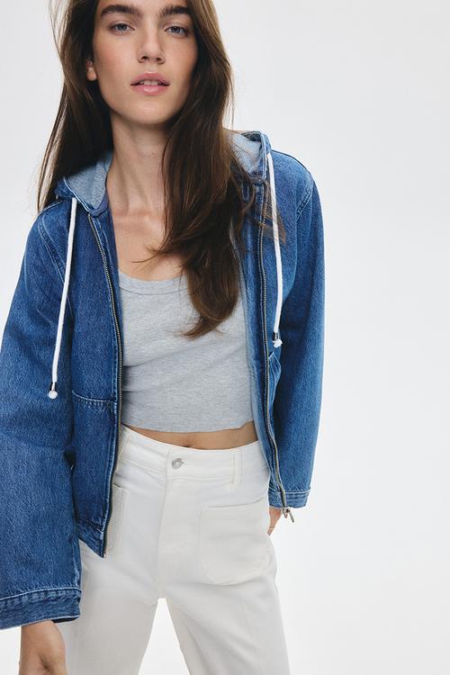 Hooded denim jacket - denim blue