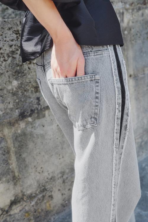 Side-panelled jeans - denim grey