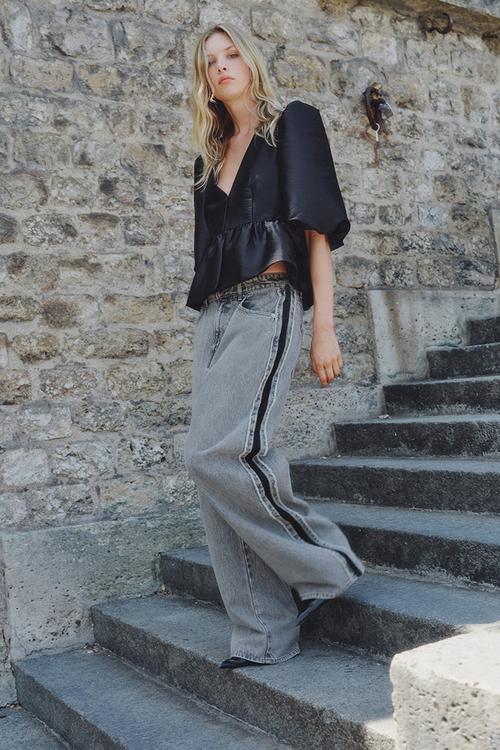 Side-panelled jeans - denim grey