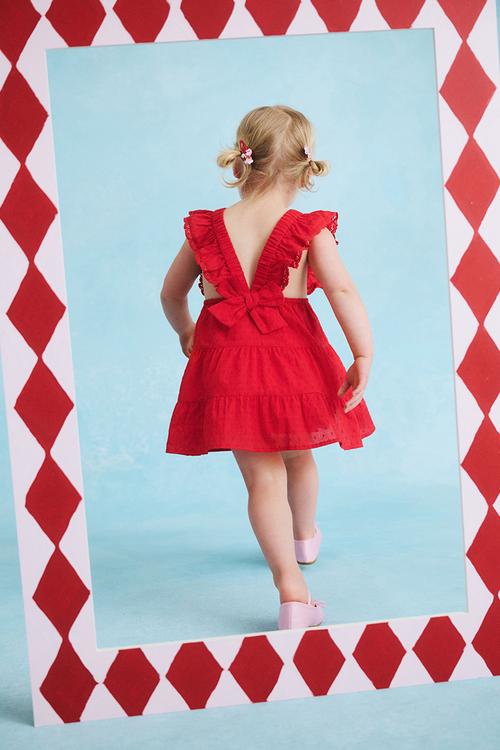 Stevie woven bow dress - varsity red