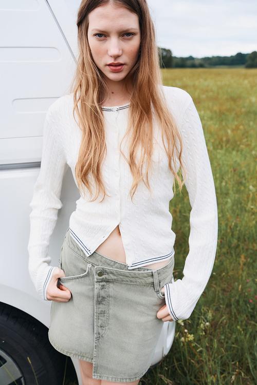 Cable-knit cardigan - white