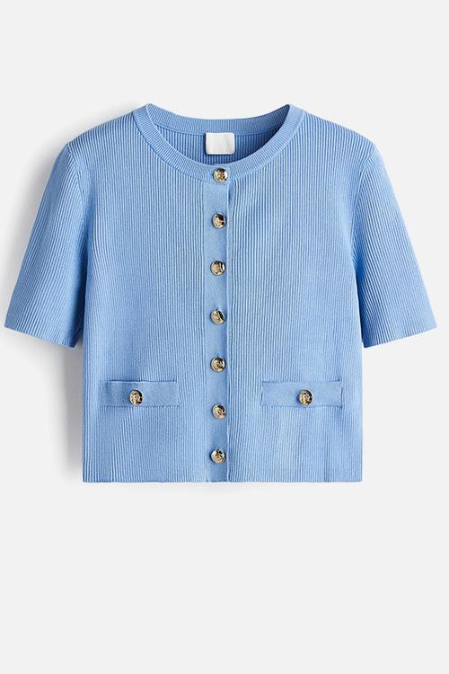 Short-sleeved cardigan - light blue