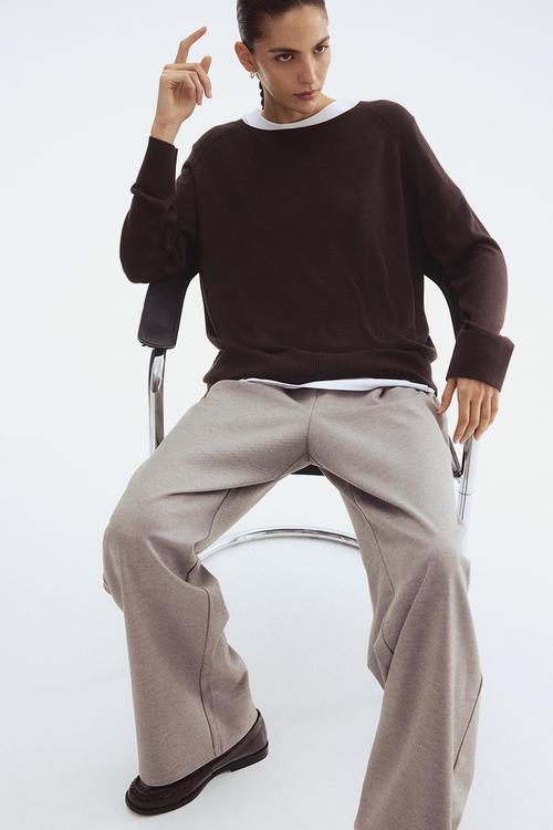 Fine-knit jumper - dark brown 