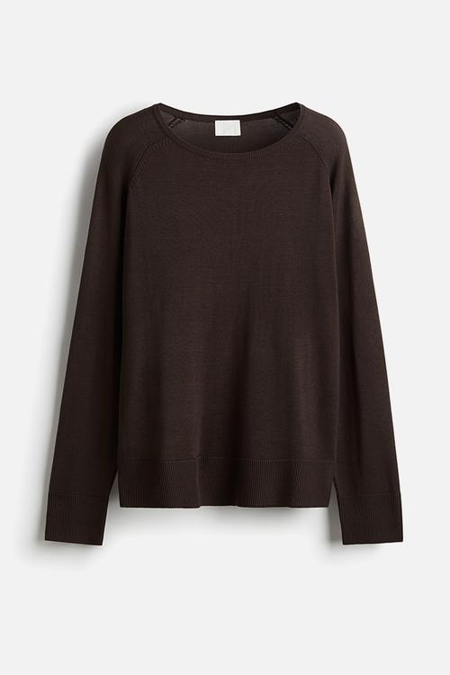 Fine-knit jumper - dark brown 