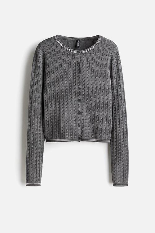 Cable-knit cardigan - grey
