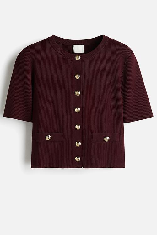 Short-sleeved cardigan - burgundy