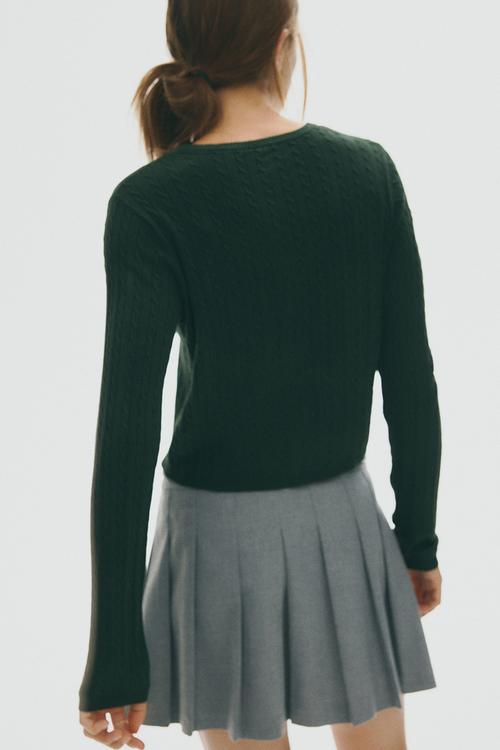 Cable-knit cardigan - dark green