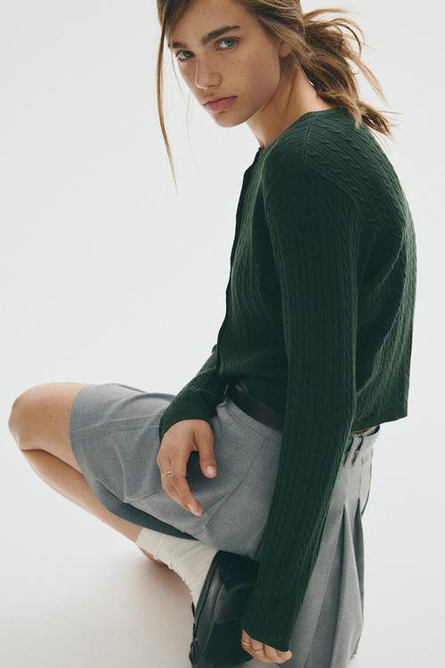 Cable-knit cardigan - dark green