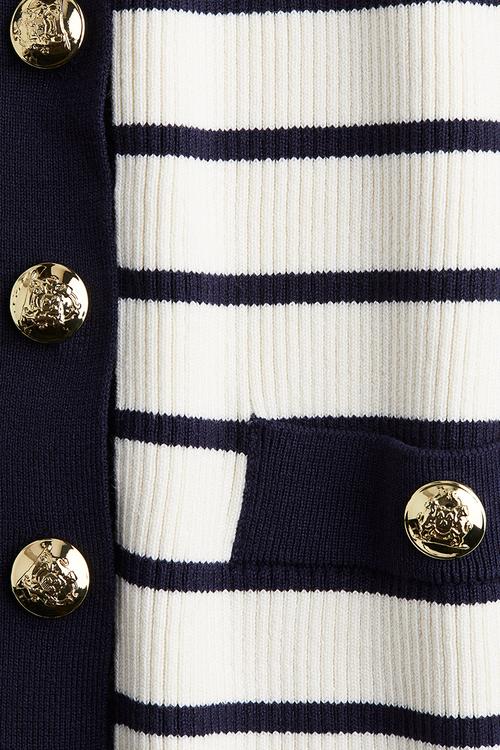 Short-sleeved cardigan - white/striped