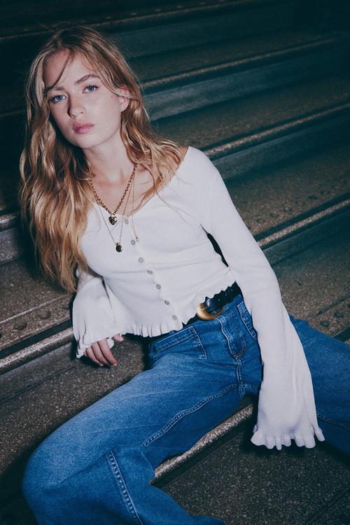 Frill-trimmed cardigan - white