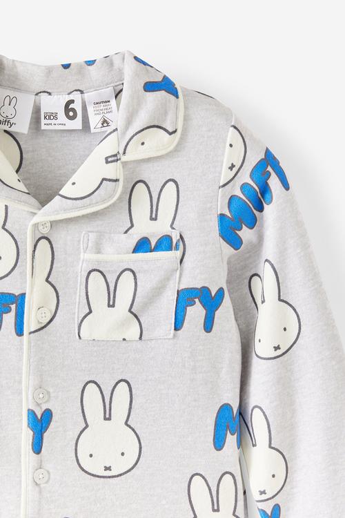 Snoozesoft Button Through Pj Set License -Lcn Mif Grey Marle/Miffy Face