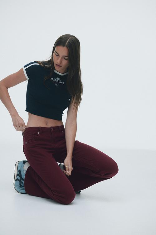 Flared low jeans - burgundy