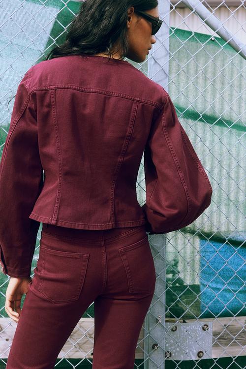 Waisted twill shirt - burgundy