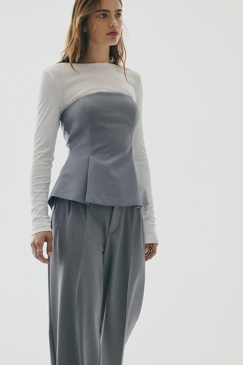 Flared bustier top - grey