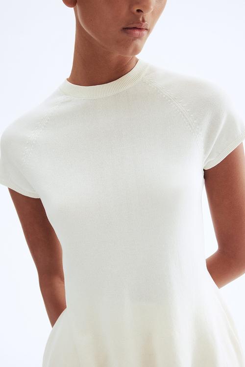 Fine-knit peplum top - cream