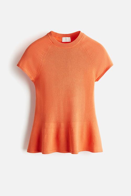Fine-knit peplum top - orange