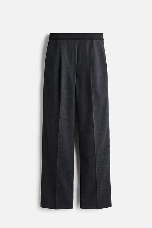 Crease-leg trousers - dark grey marl 