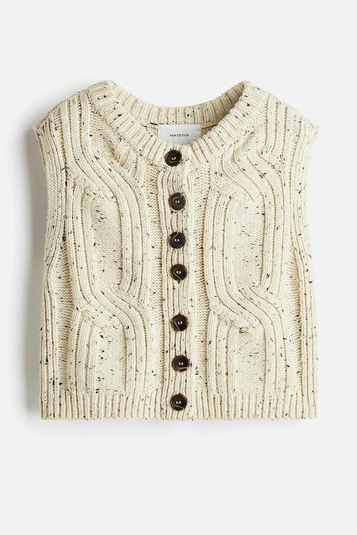 Cable-knit waistcoat - cream