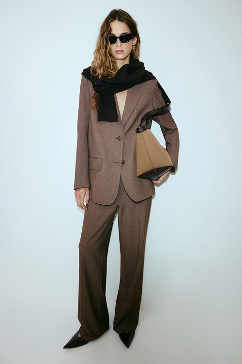 Straight trousers - brown marl 