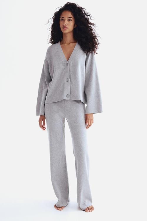 Fine-knit cardigan - grey marl