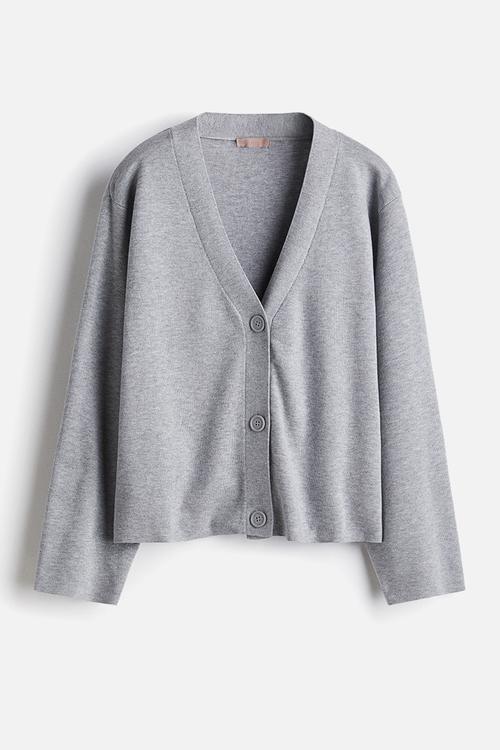 Fine-knit cardigan - grey marl