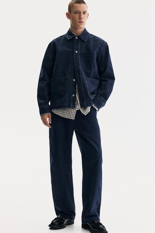 Relaxed fit worker trousers - navy blue