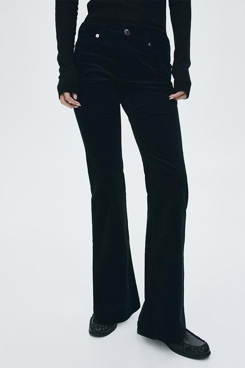 Flared corduroy trousers - black