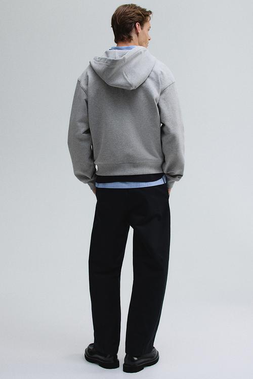 Loose fit boxy-style zip-through hoodie - grey
