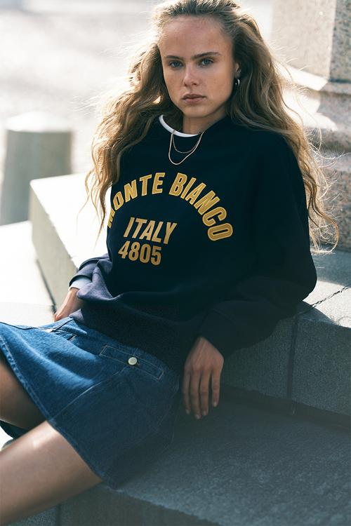 Motif-detail sweatshirt - navy blue/monte bianco