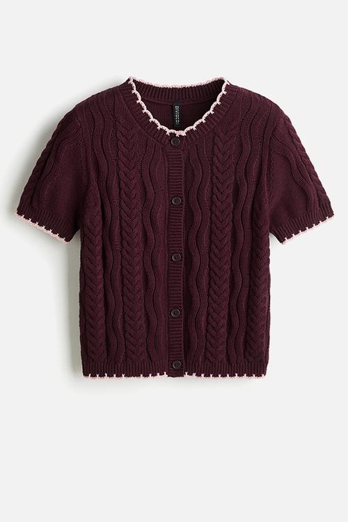 Cable-knit cardigan - pink