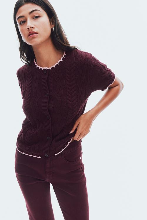 Cable-knit cardigan - pink