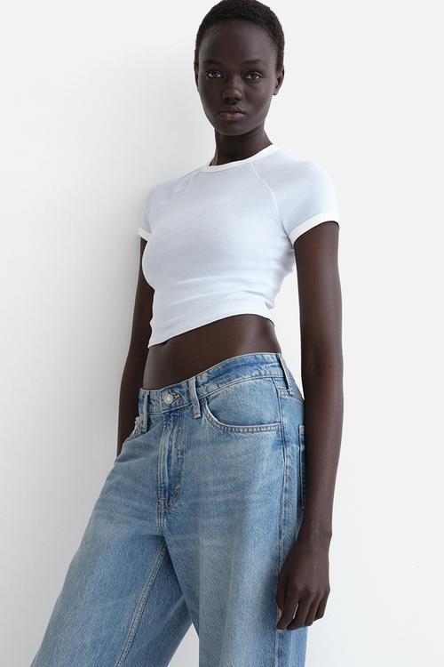 Cropped t-shirt - light blue